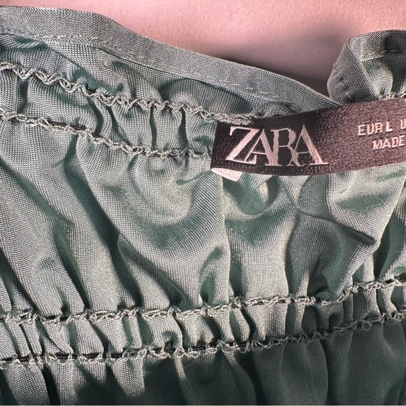 Zara Ruffle Tube Top Tank Sea Green Size L - Picture 9 of 9